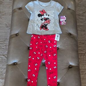 Minnie Mouse 2-Piece Red & Gray Toddler Set Girls Size 3T